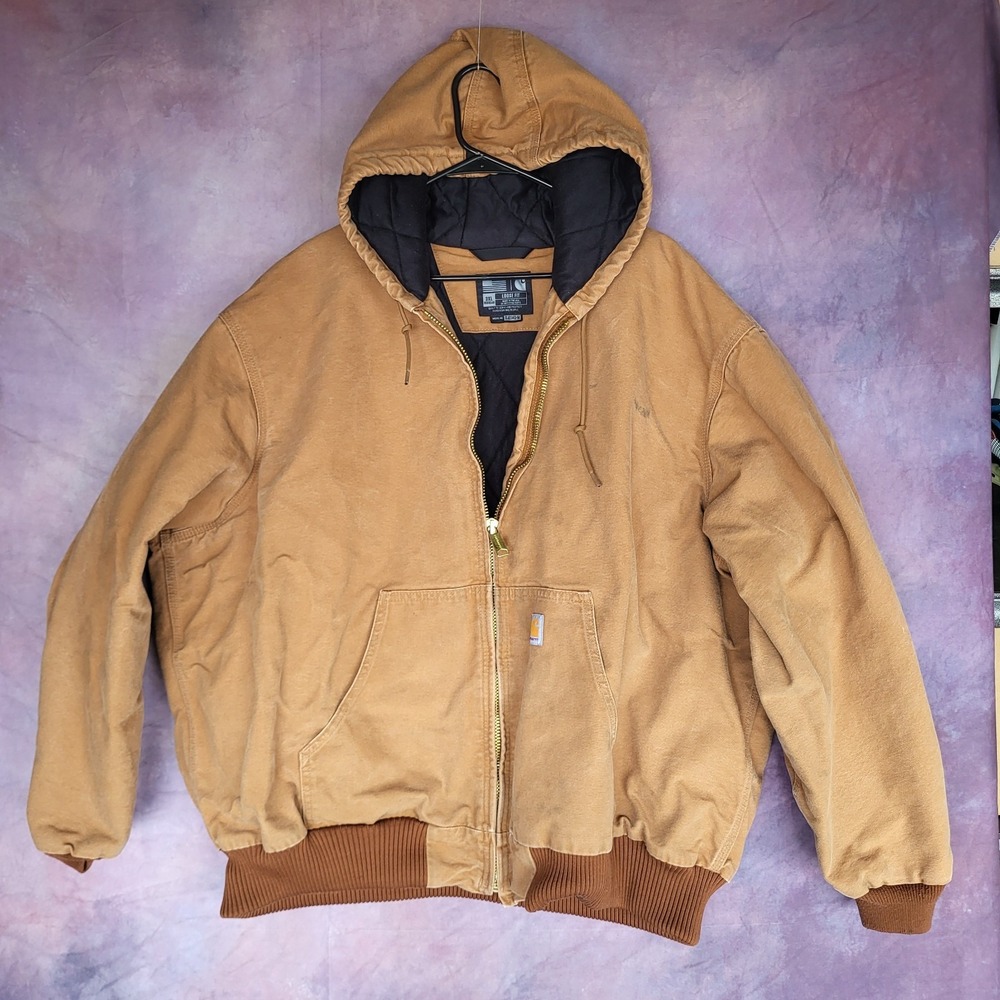 Carhartt Brown Hooded Jacket 0J0140-M Loose Fit Size 3XL Made In USA